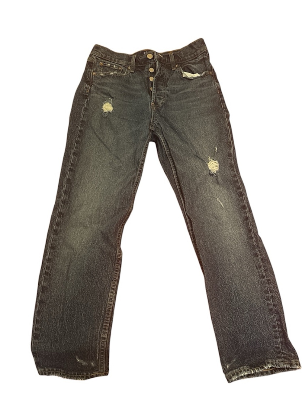 GAP Women’s Straight-Leg Distressed Black Denim